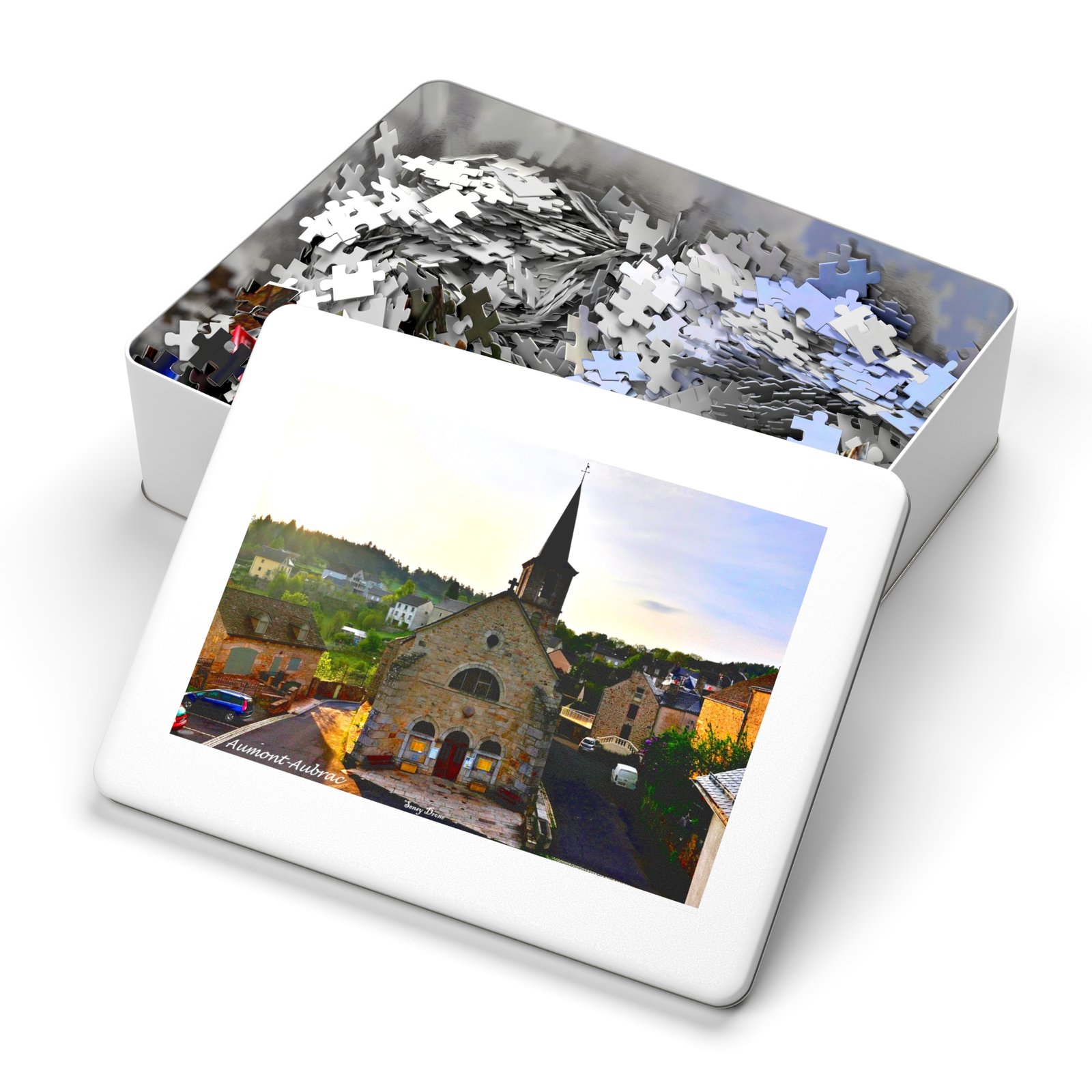 puzzle photo aérienne — Église d’aumont aubrac, cœur du village | aubrac puzzle photo aérienne — Église d’aumont aubrac, cœur du village | aubrac