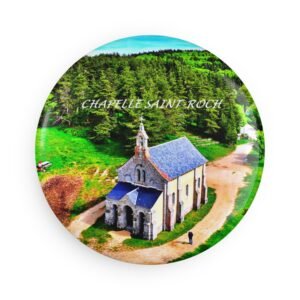aimant décoratif rond chapelle saint roch prÈs de lajo (lozère)
