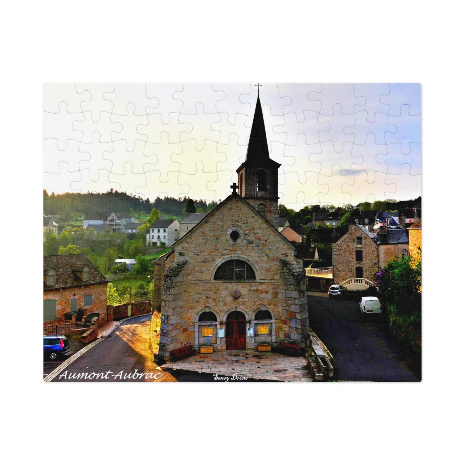 puzzle photo aérienne — Église d’aumont aubrac, cœur du village | aubrac puzzle photo aérienne — Église d’aumont aubrac, cœur du village | aubrac