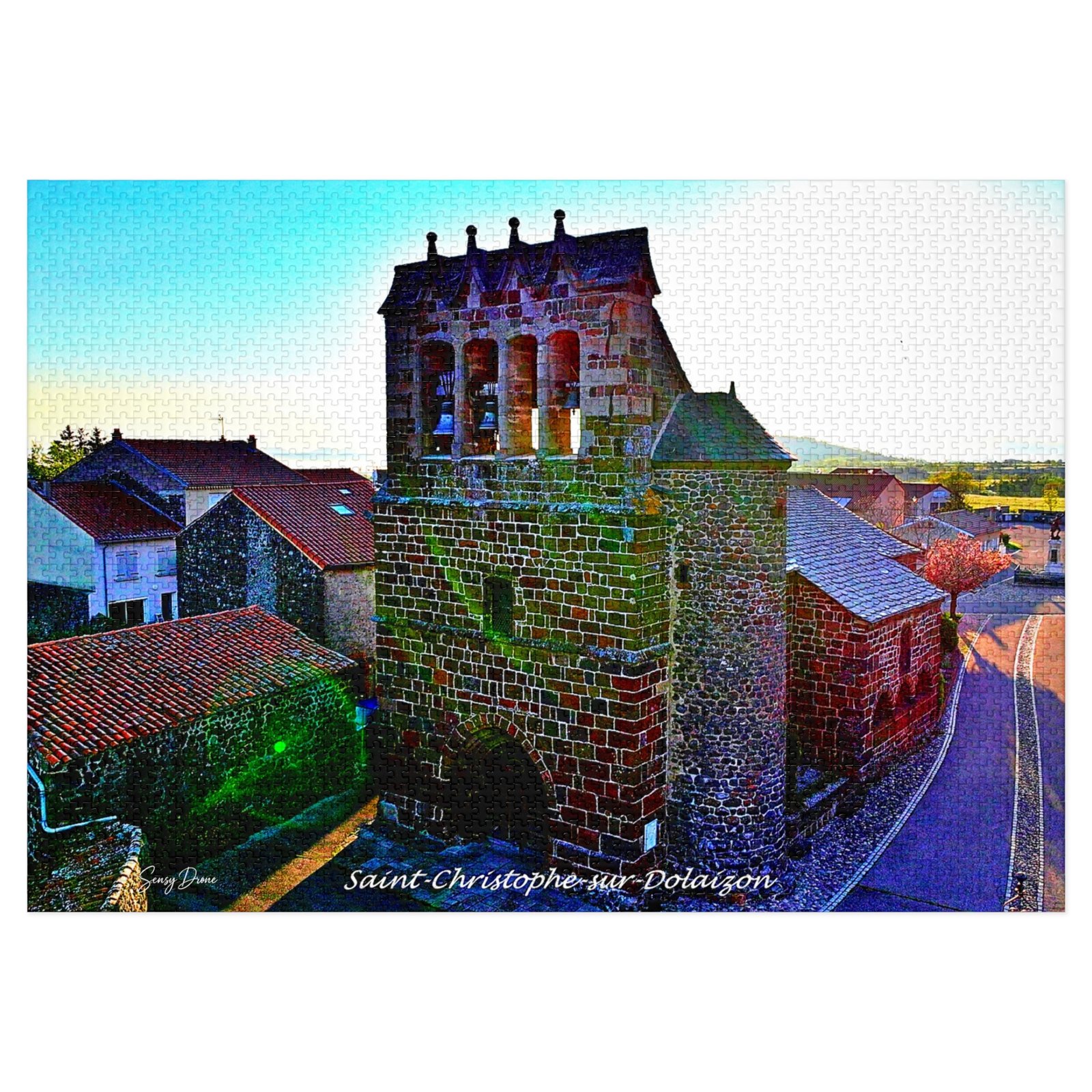 puzzle photo aérienne — saint christophe sur dolaizon | la tour romane au fil du village puzzle photo aérienne — saint christophe sur dolaizon | la tour romane au fil du village