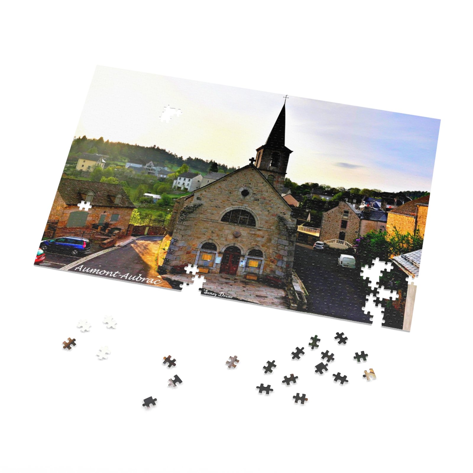 puzzle photo aérienne — Église d’aumont aubrac, cœur du village | aubrac puzzle photo aérienne — Église d’aumont aubrac, cœur du village | aubrac