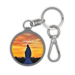 porte clés photo aérienne — saugues | la madone au crépuscule