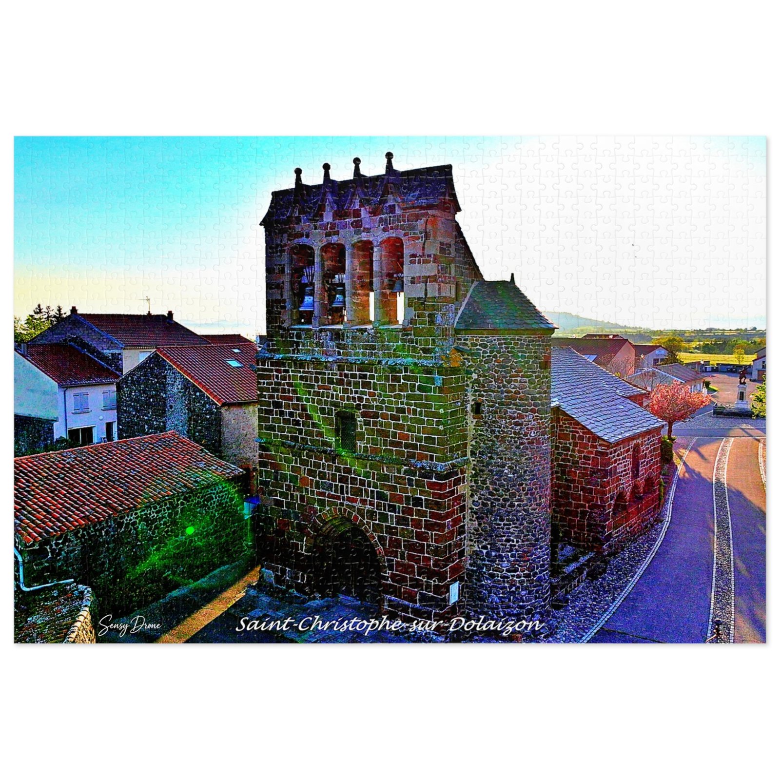 puzzle photo aérienne — saint christophe sur dolaizon | la tour romane au fil du village puzzle photo aérienne — saint christophe sur dolaizon | la tour romane au fil du village