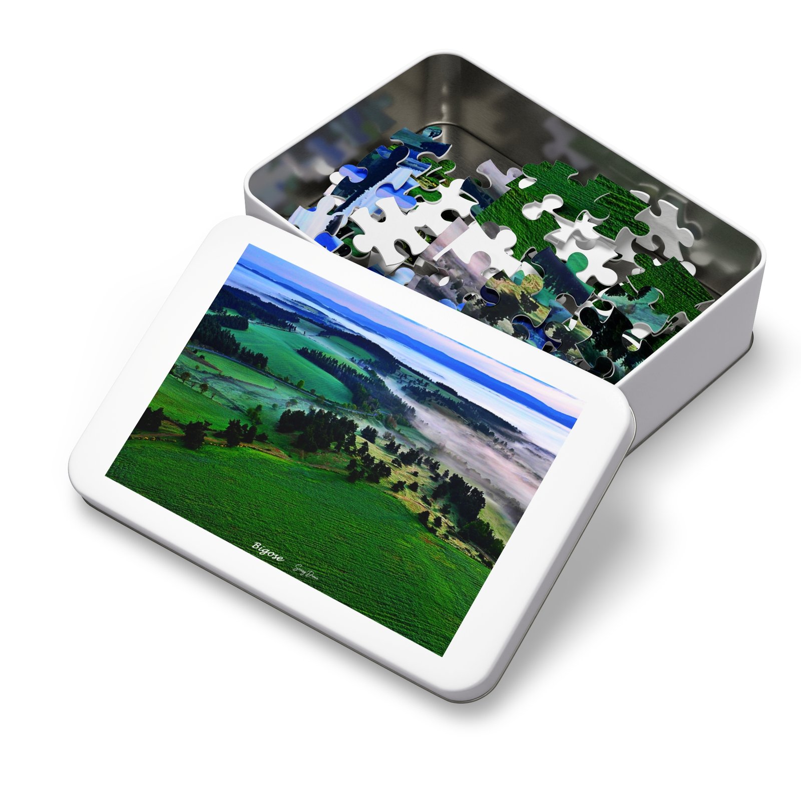 puzzle photo aérienne — bigose | paysage panoramique et brumes matinales puzzle photo aérienne — bigose | paysage panoramique et brumes matinales