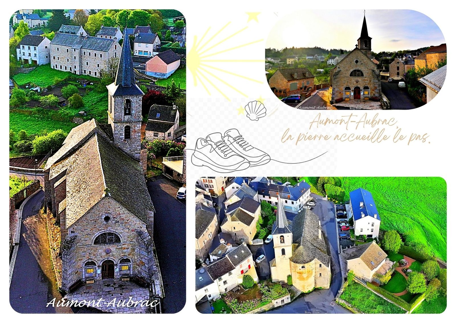 carte postale compostelle – aumont aubrac, la pierre accueille le pas carte postale compostelle – aumont aubrac, la pierre accueille le pas
