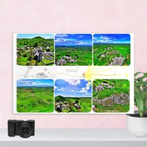 carte postale compostelle – marchastel, panorama sur l’immensité de l’aubrac