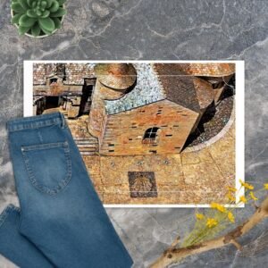 carte postale compostelle – nasbinals – l’église romane au cœur de l’aubrac