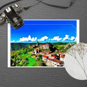 carte postale compostelle – saint privat d’allier (village)