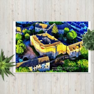 carte postale compostelle – saint alban sur limagnole, le château surplombe