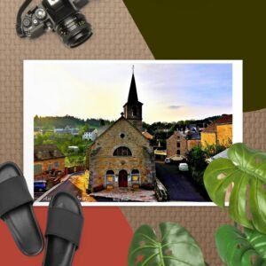 🏞️ carte postale compostelle – Église d’aumont aubrac