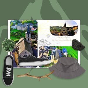 carte postale compostelle – aumont aubrac, la pierre accueille le pas