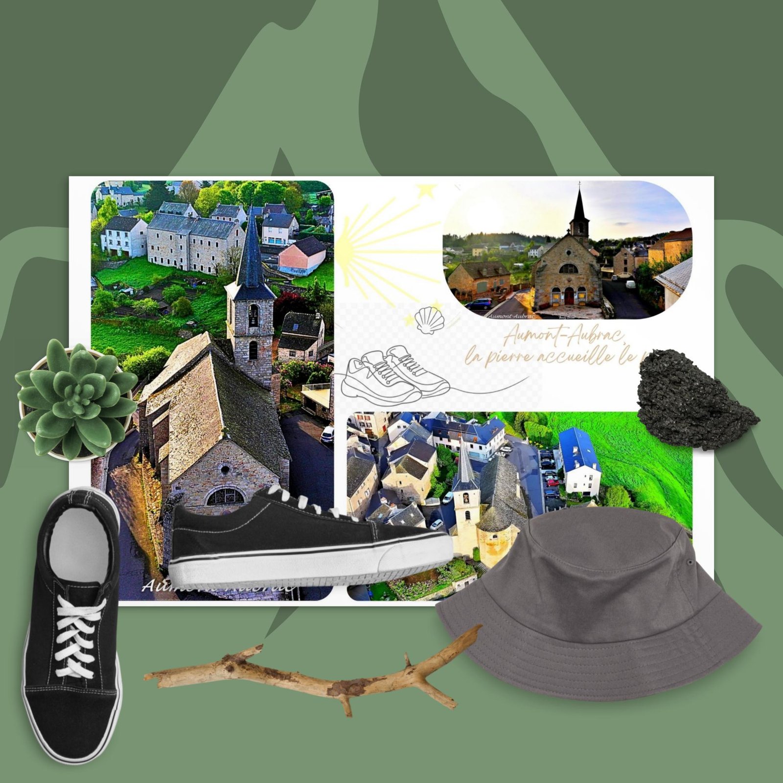 carte postale compostelle – aumont aubrac, la pierre accueille le pas carte postale compostelle – aumont aubrac, la pierre accueille le pas