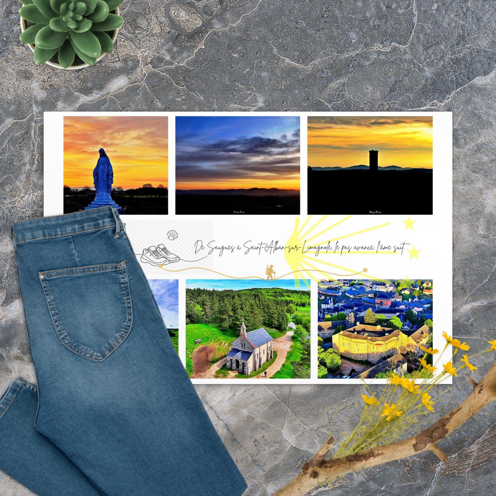 carte postale compostelle – de saugues à saint alban sur limagnole le pas avance, l’âme suit carte postale compostelle – de saugues à saint alban sur limagnole le pas avance, l’âme suit