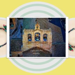 carte postale compostelle – l’église et la place, immobiles saint alban sur limagnole