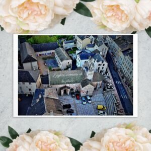 carte postale compostelle – l’église, mémoire de la place saint alban sur limagnole